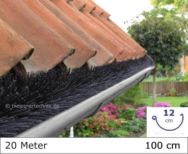  MEISSNER - 20x Dachrinnenbürsten - 100 cm lang - Ø 12  cm - wahlweise mit 12 Sicherungsklammern - Laub- und Marderschutz