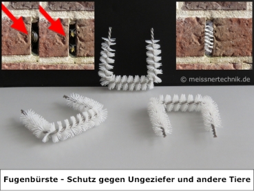 MEISSNER - 25x Fugenbürsten - ca. 15-18 cm lang - Ø 15 mm - gebogen - Schenkel ca. 6 cm