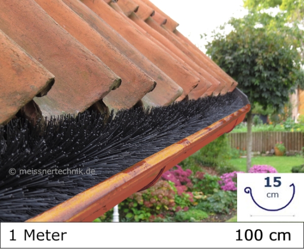 MEISSNER - 1x Dachrinnenbürste - 100 cm lang - Ø 15 cm - Drehdraht aus Edelstahl - Laub- Marder- Nistschutz