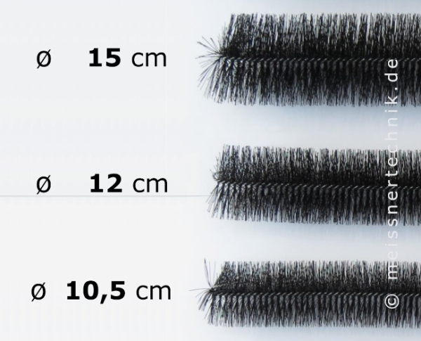 MEISSNER - Musterset "Profi" - Dachrinnenbürste 20 cm lang - je 1 Musterstück im Durchmesser 10,5 und 12 sowie 15 cm