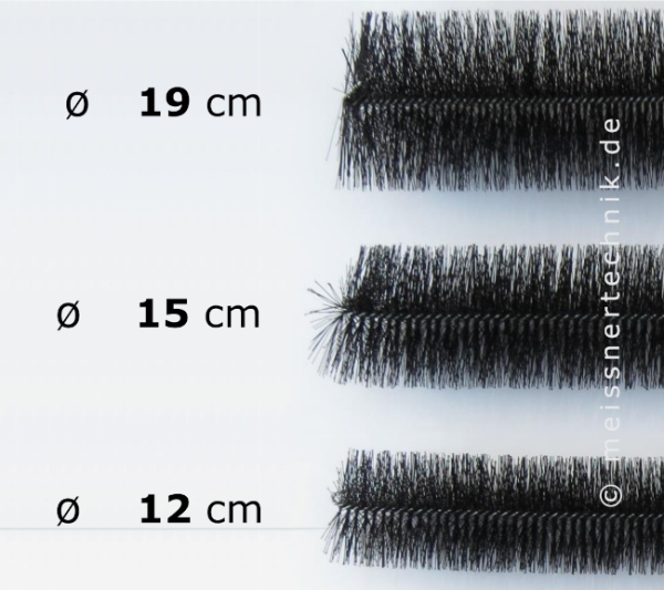 MEISSNER - Musterset "Photovoltaik" - Photovoltaikbürste 20 cm lang - je 1 Musterstück im Durchmesser 12 und 15 sowie 19 cm